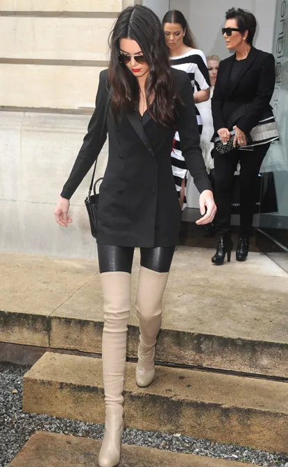 ** 2014 Celine Thigh High Boots in Calfskin Taupe: Runway, Paris, Kendall Jenner **