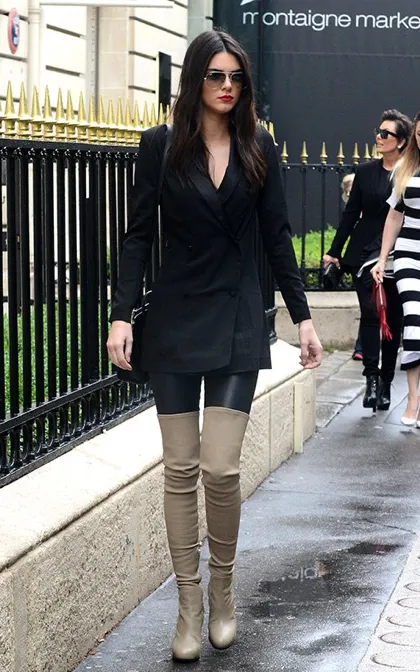 ** 2014 Celine Thigh High Boots in Calfskin Taupe: Runway, Paris, Kendall Jenner **