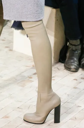 ** 2014 Celine Thigh High Boots in Calfskin Taupe: Runway, Paris, Kendall Jenner **