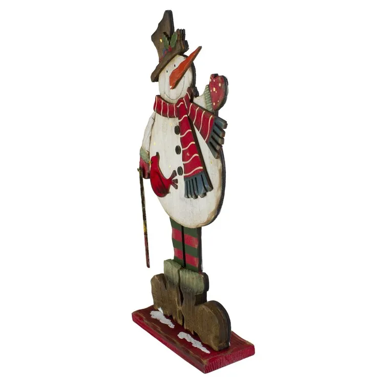 17.5" Lighted Waving Happy Holidays Snowman Christmas Tabletop Decoration