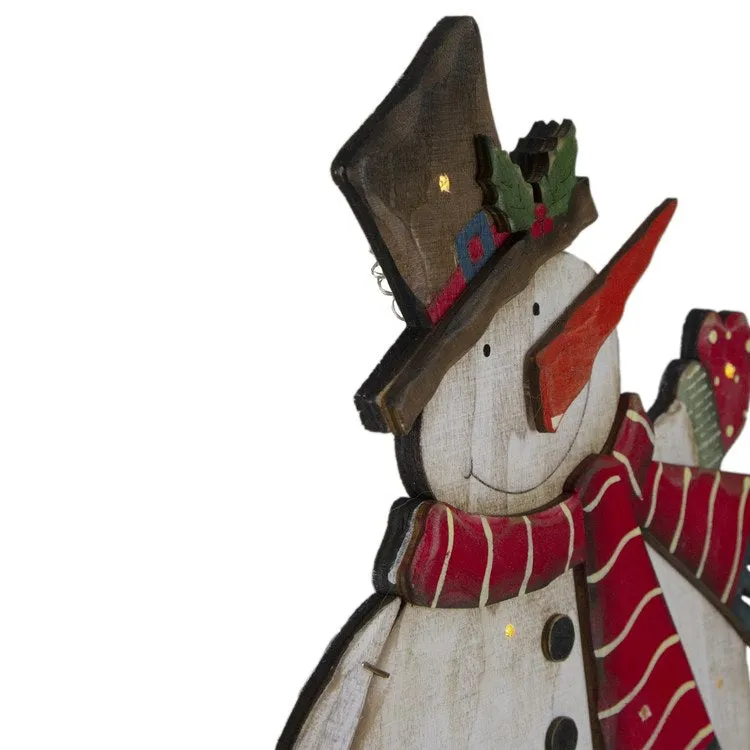 17.5" Lighted Waving Happy Holidays Snowman Christmas Tabletop Decoration