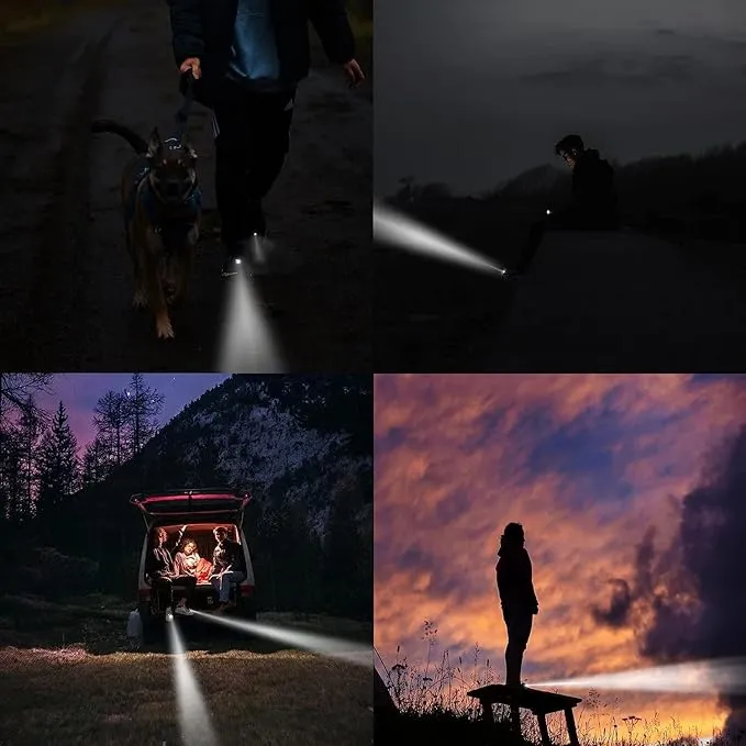 2 Pcs Rechargable Headlights for Crock, Outdoor Waterproof LED Flashlight for Shoes, Clip on Crock Light Attachment Charm, Accessories for Camping, Cycling, Walking, 3 Light Modes, Last 15 Hours