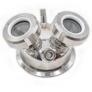 4" Hemispherical Tri Clamp Lid w/ View Port, (1)1/4" FNPT, (1)1/4" MNPT, (2)1.5" Sight glasses