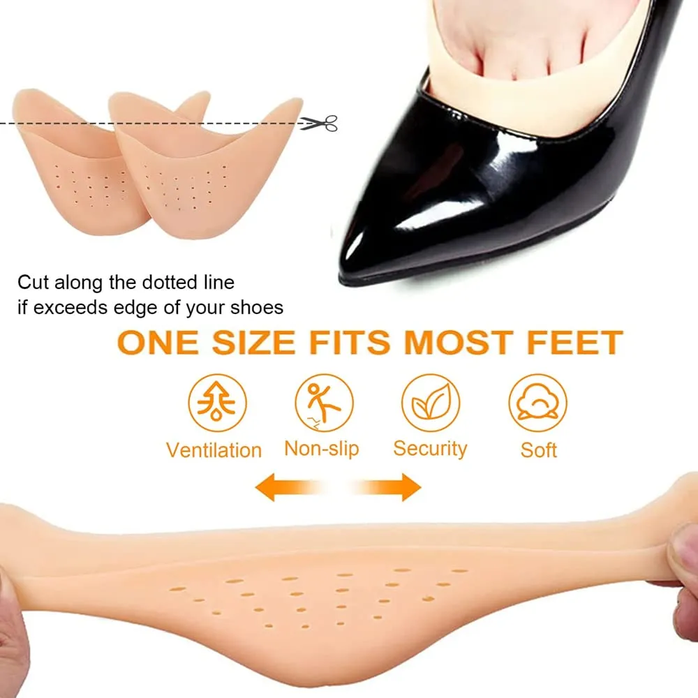 6 Pairs Silicone Gel Toe Protectors Ballet Silicone Toe Pads Ballet Pointe Pads High Heels Toe Cap Tip Protector with Breathable Holes