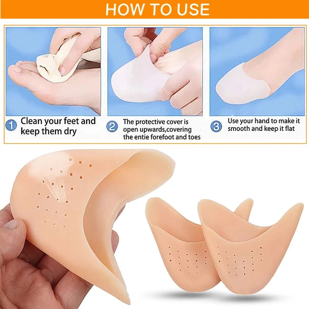 6 Pairs Silicone Gel Toe Protectors Ballet Silicone Toe Pads Ballet Pointe Pads High Heels Toe Cap Tip Protector with Breathable Holes