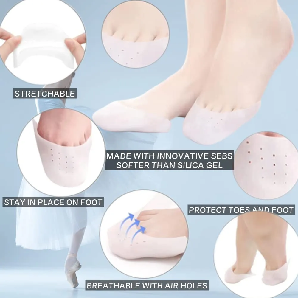 6 Pairs Silicone Gel Toe Protectors Ballet Silicone Toe Pads Ballet Pointe Pads High Heels Toe Cap Tip Protector with Breathable Holes