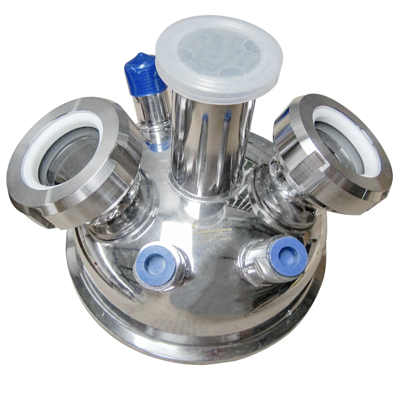 6" Hemispherical Tri Clamp Lid w/ View Port, (2)1/4" NPT, (2)1/2" NPT, 1.5"TC, (2)1.5" Sight glasses