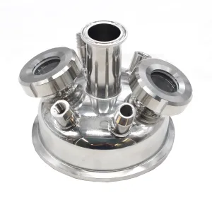 6" Hemispherical Tri Clamp Lid w/ View Port, (2)1/4" NPT, (2)1/2" NPT, 1.5"TC, (2)1.5" Sight glasses