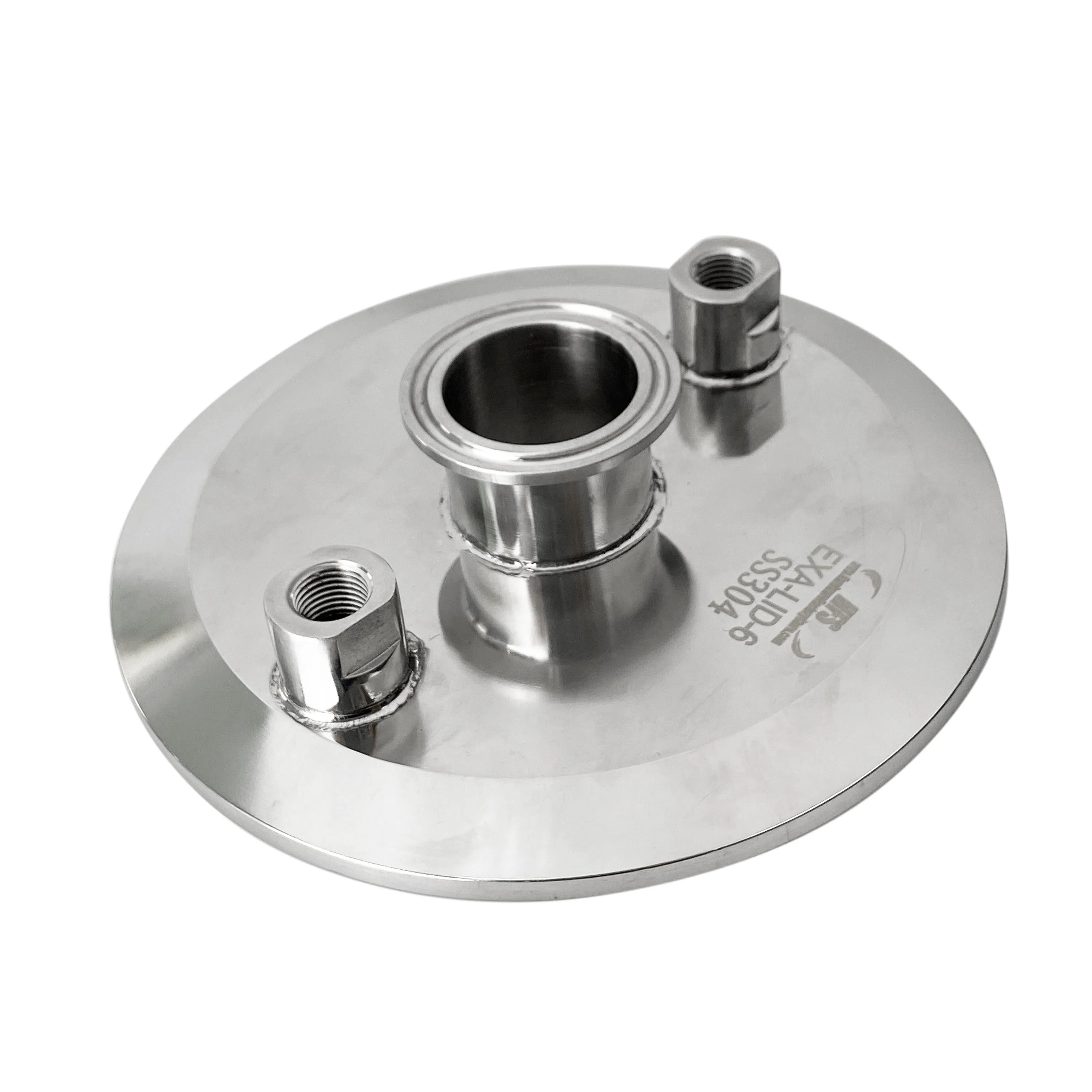 6" Tri Clamp Lid w/ 6" TC x 1.5" TC x (2) 1/4" FNPT Stainless Steel 304