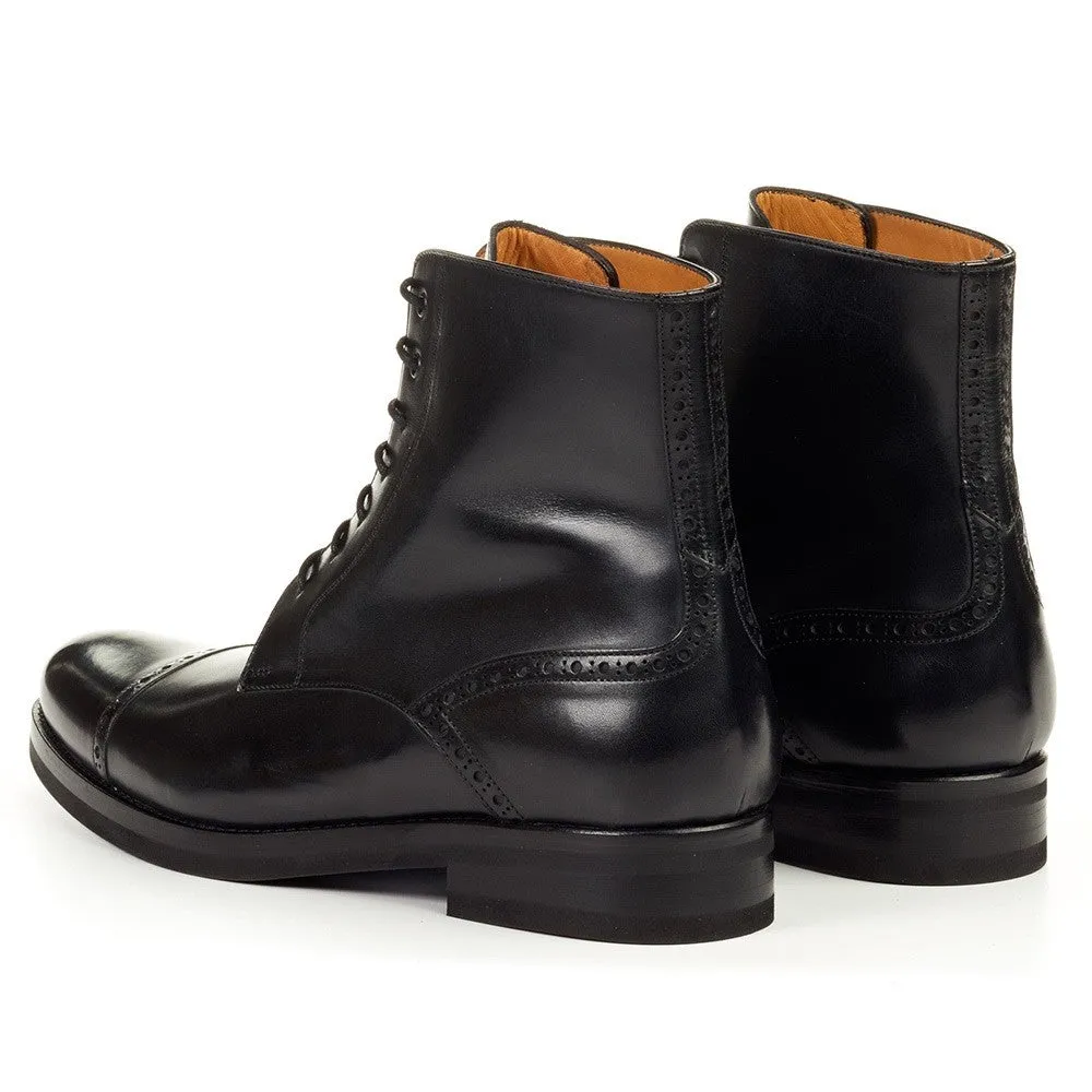 7 CM/2.76 Inches CMR CHAMARIPA Handcrafted Tall Men’s Boots Black Leather Height Increasing Lace-Up Boots
