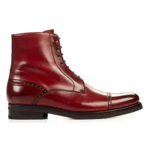7 CM/2.76 Inches CMR CHAMARIPA Wine Red Leather High Heel Boots for Men