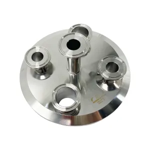 8" Tri Clamp Flat Lid w/ (5) 1.5"TC