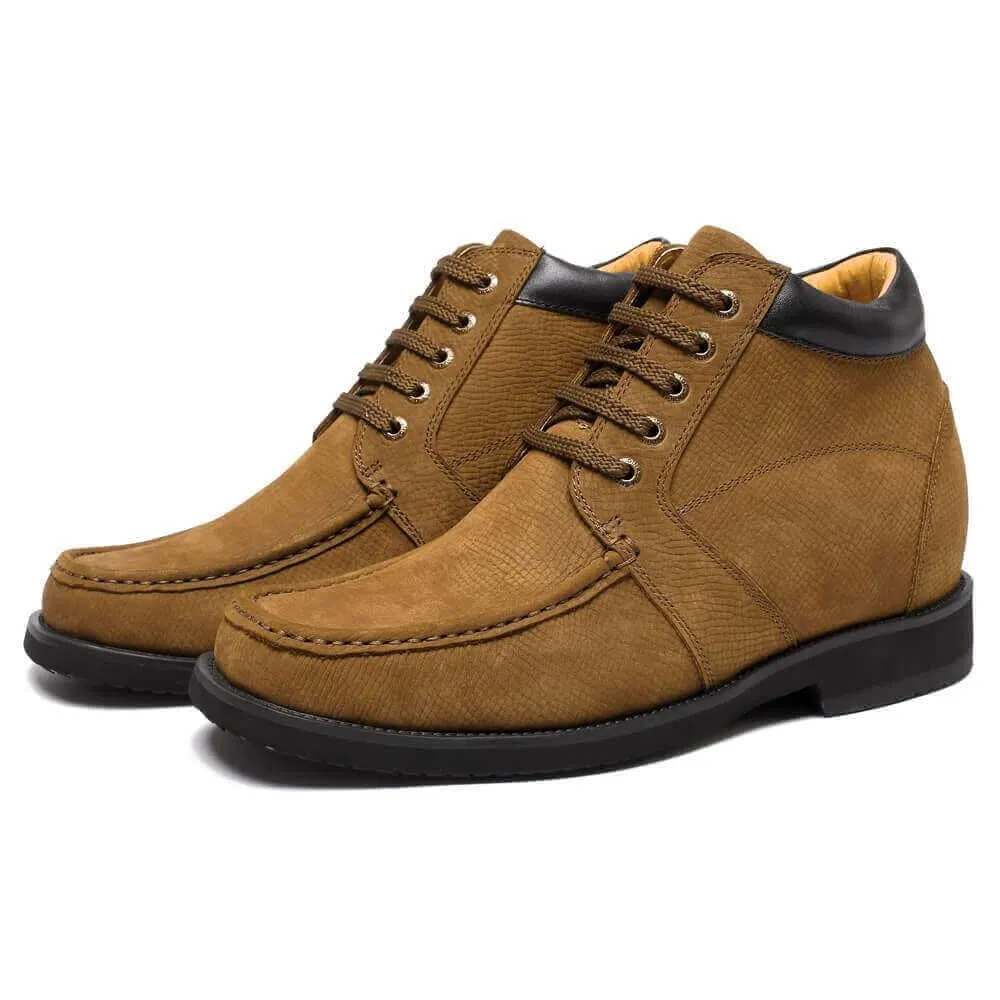 9 CM / 3.54 Inches CMR CHAMARIPA Tall Men Boots Suede Leather Height Increasing Shoes Yellow Fur Lined Warm Winter Boots