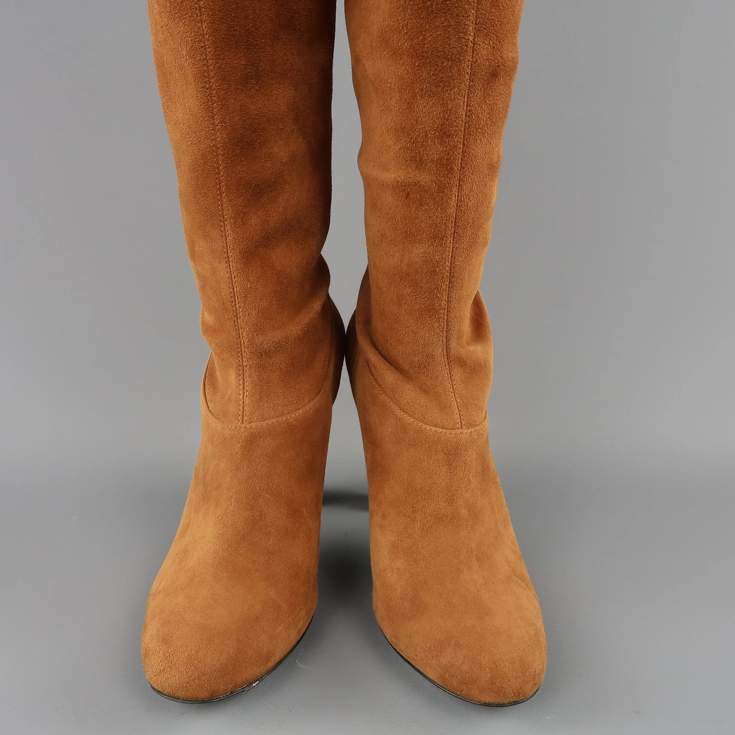 ALBERTA FERRETTI Size 9 Tan Suede Thigh High Boots