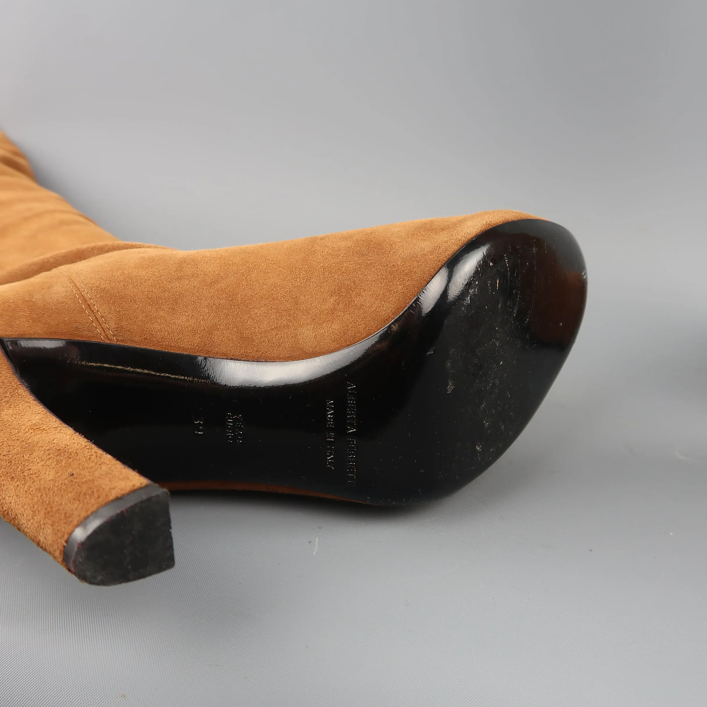 ALBERTA FERRETTI Size 9 Tan Suede Thigh High Boots