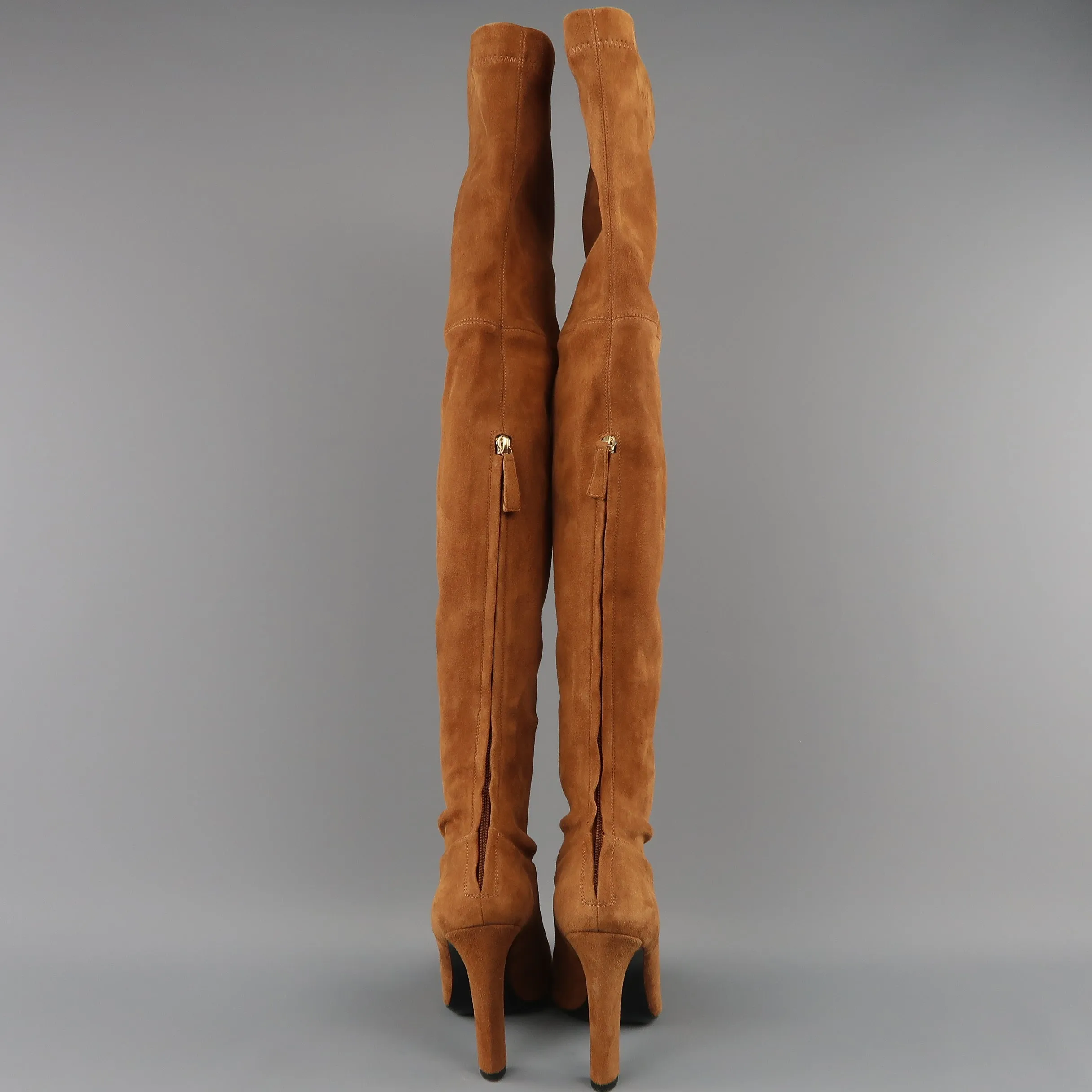 ALBERTA FERRETTI Size 9 Tan Suede Thigh High Boots