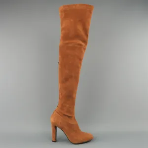 ALBERTA FERRETTI Size 9 Tan Suede Thigh High Boots