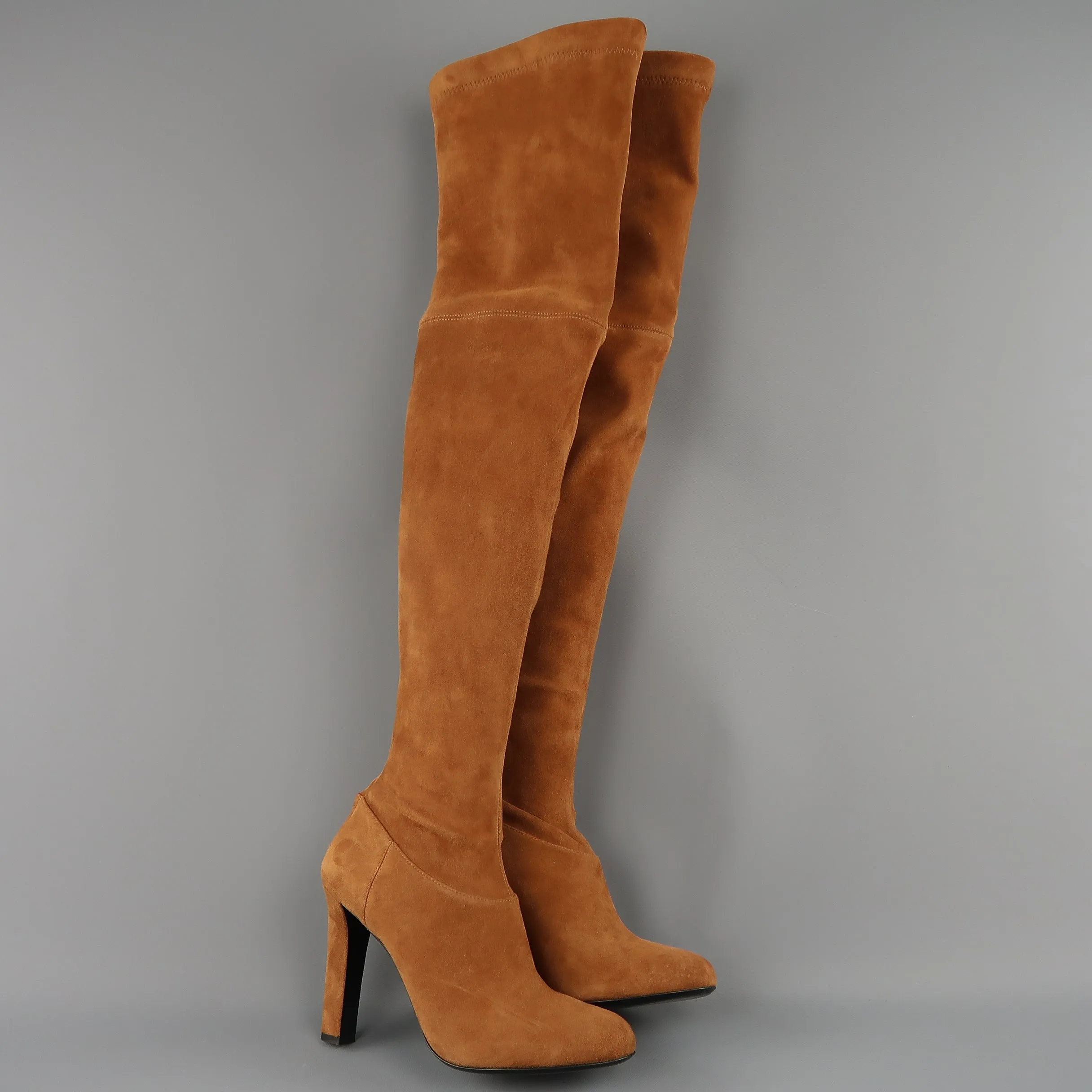 ALBERTA FERRETTI Size 9 Tan Suede Thigh High Boots
