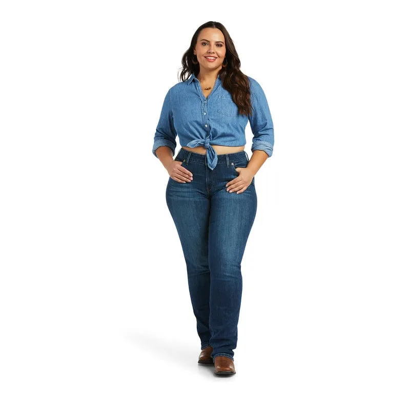 Ariat Women's REAL Candice Mid Rise Straight Leg Jeans 10039608