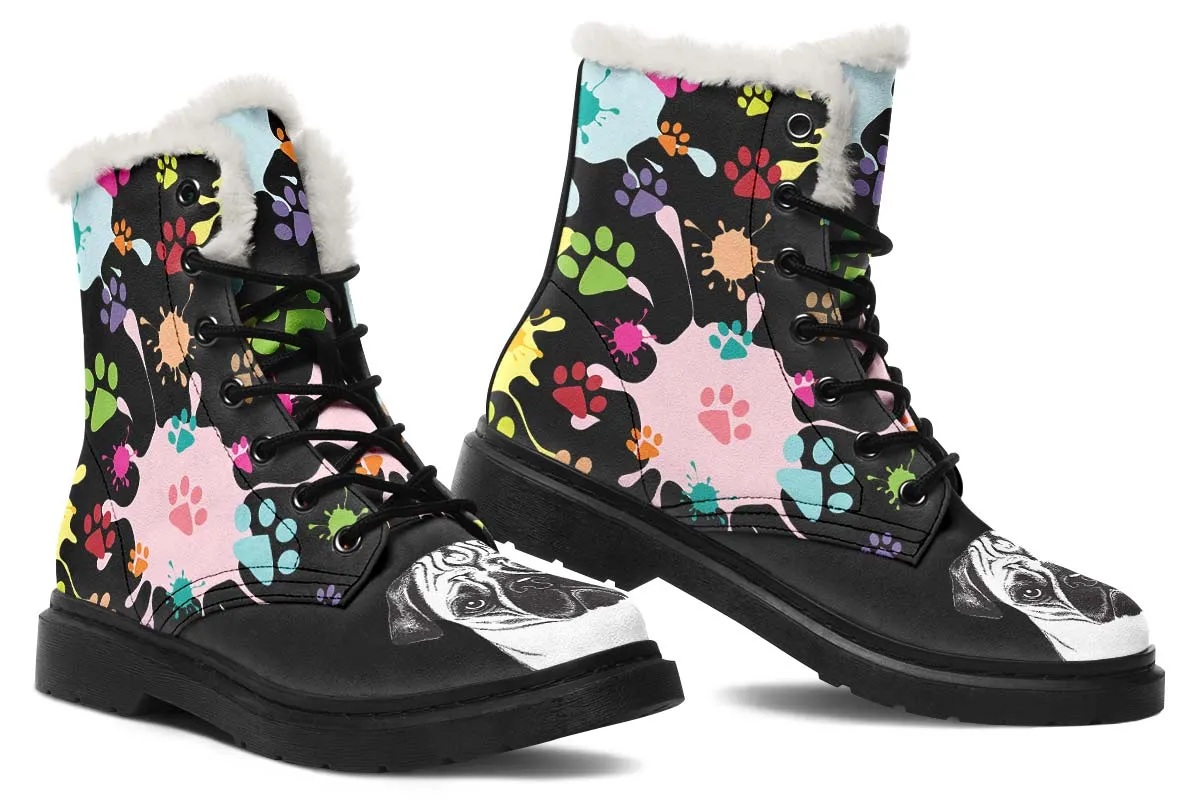 Artsy Pug Winter Boots