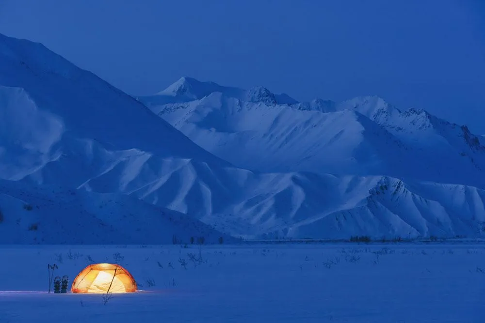 Backpacking Tent Lit up Wall Mural