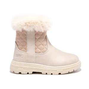 Beige boots with fur