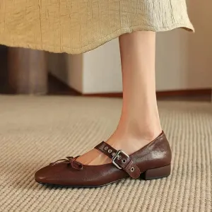 binfenxie  -  2024 New Fashion Genuine Leather Shoes Women Mary Janes Low Heels Solid Color Ladies Office Daily Shoes Ladies Footwear