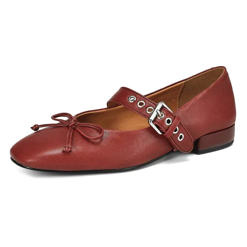 binfenxie  -  2024 New Fashion Genuine Leather Shoes Women Mary Janes Low Heels Solid Color Ladies Office Daily Shoes Ladies Footwear