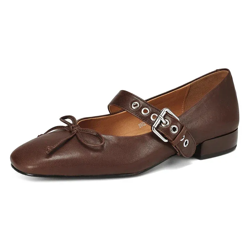 binfenxie  -  2024 New Fashion Genuine Leather Shoes Women Mary Janes Low Heels Solid Color Ladies Office Daily Shoes Ladies Footwear