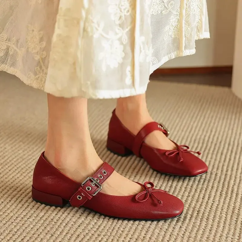 binfenxie  -  2024 New Fashion Genuine Leather Shoes Women Mary Janes Low Heels Solid Color Ladies Office Daily Shoes Ladies Footwear