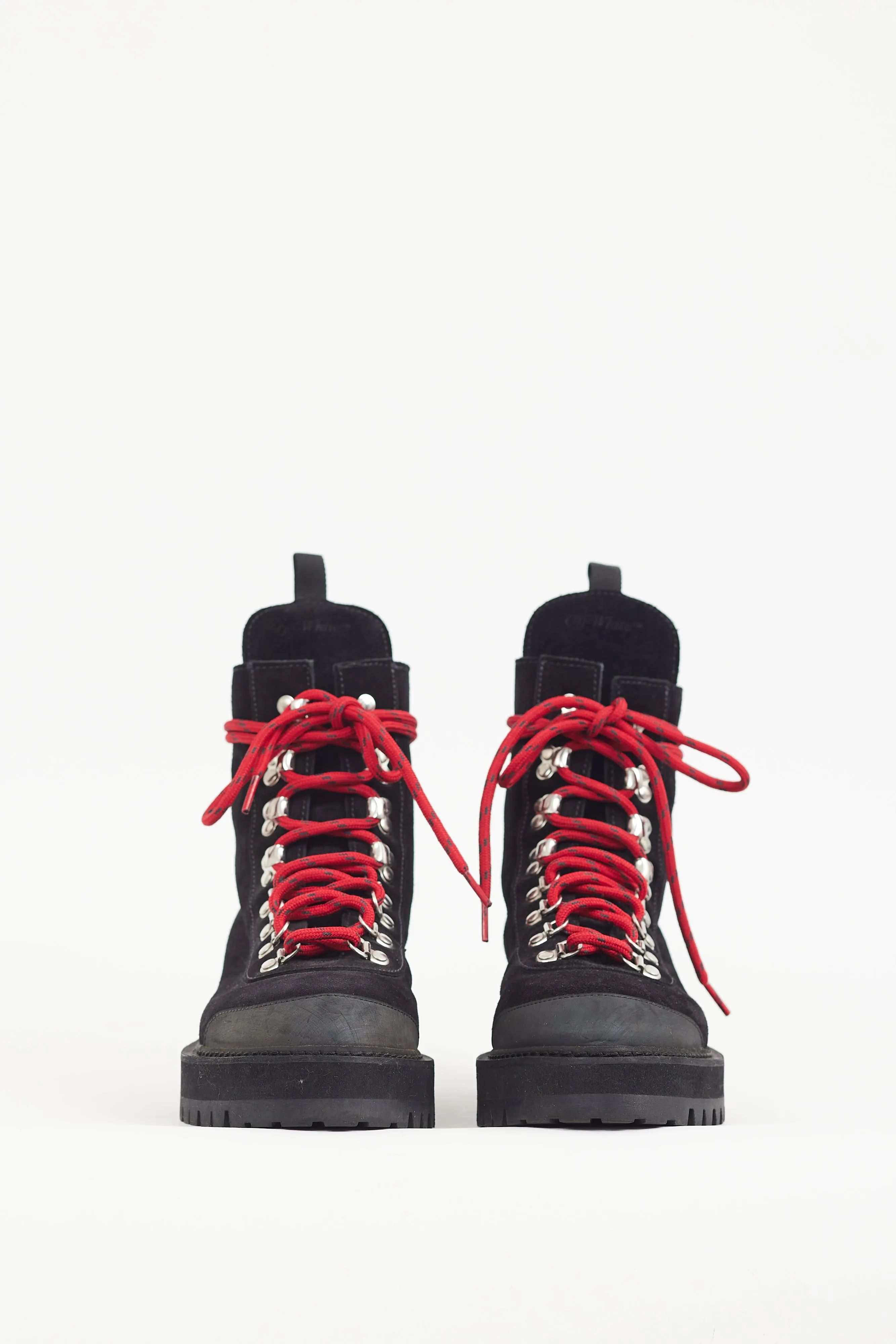 Black & Silver Leather Hiking Boot