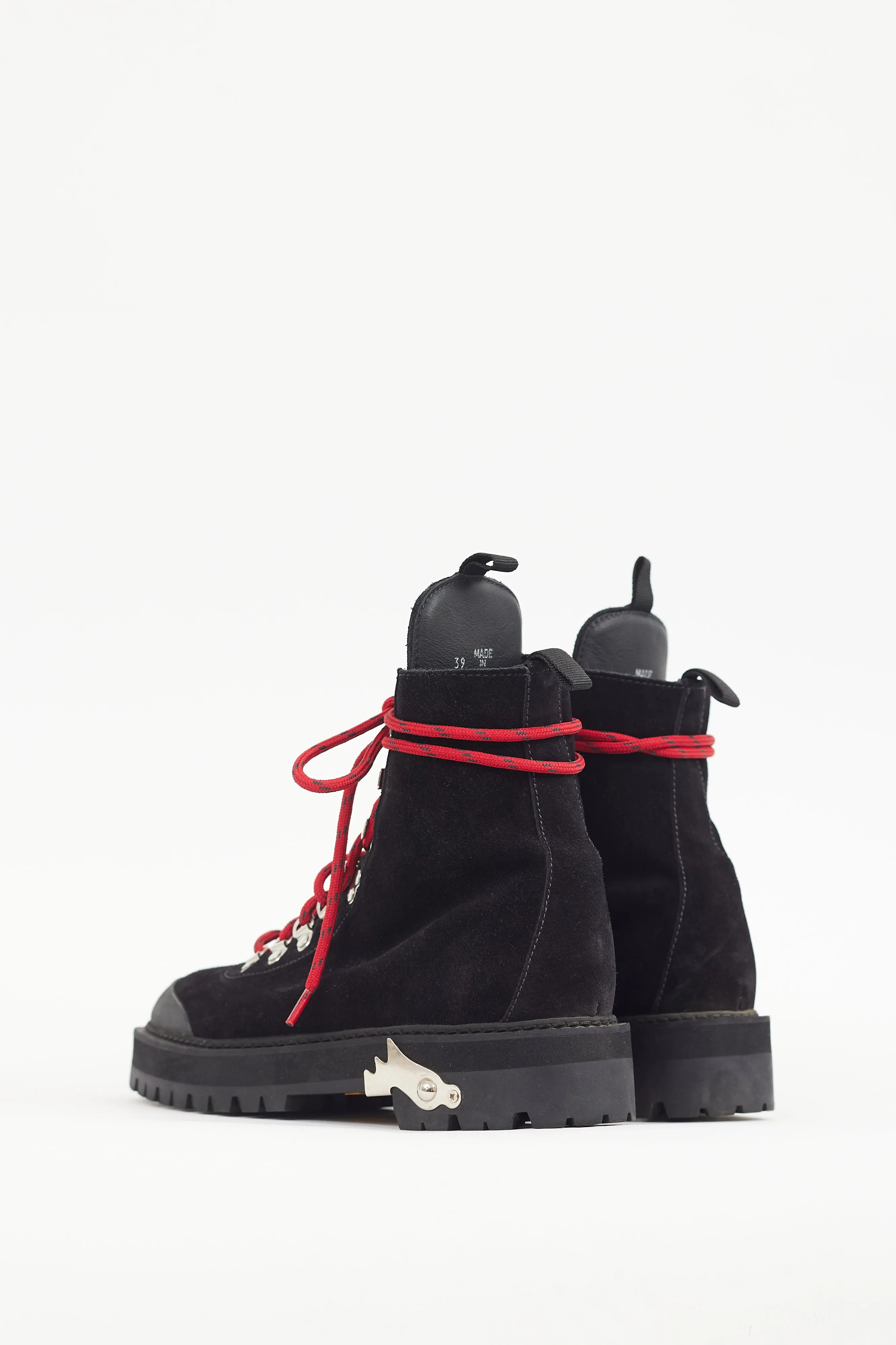 Black & Silver Leather Hiking Boot