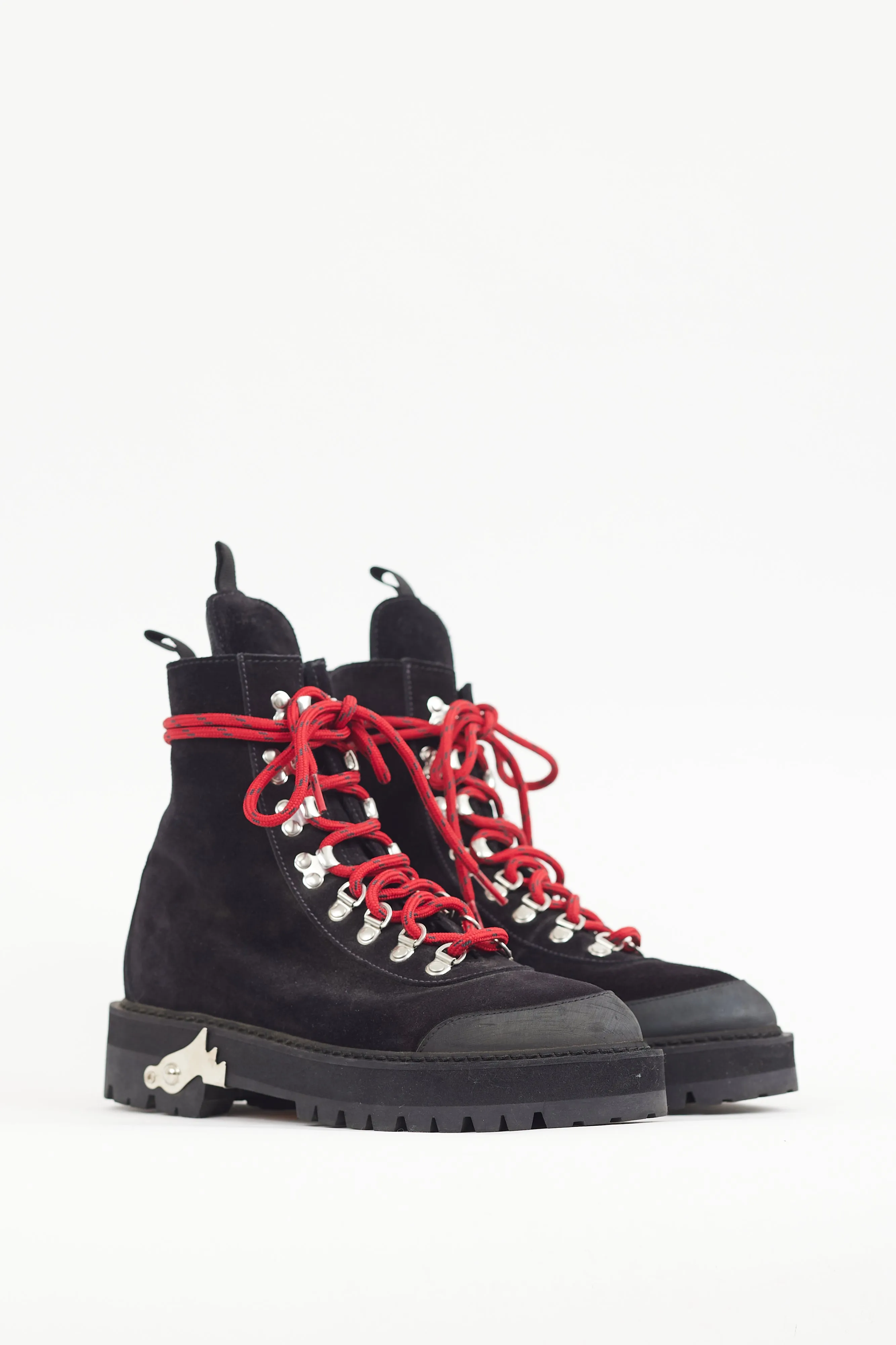 Black & Silver Leather Hiking Boot