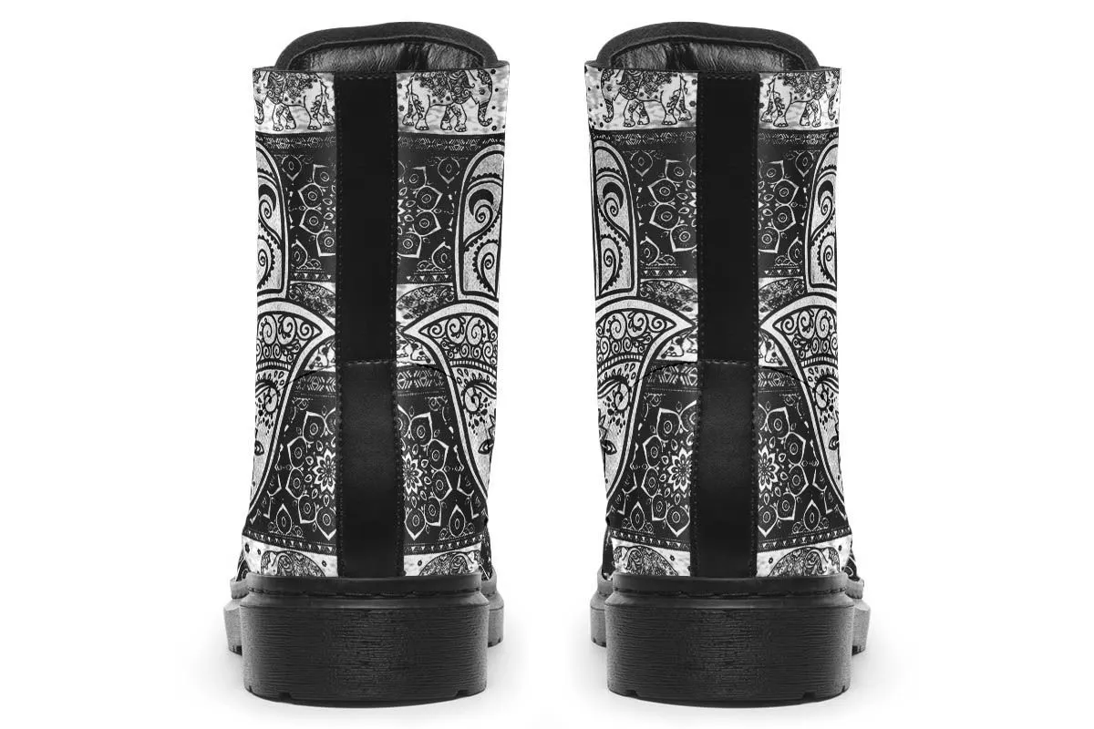Black And White Hamsa Elephants