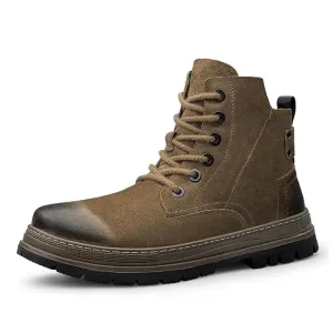 Brand Autumn Winter Men Boots High Quality Comfortable Warm Fur Lace-up Ankle Snow Boots Genuine Leather Boots For Men