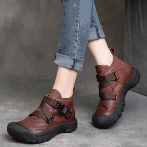 Buckle Accents Casual Leather Shoes