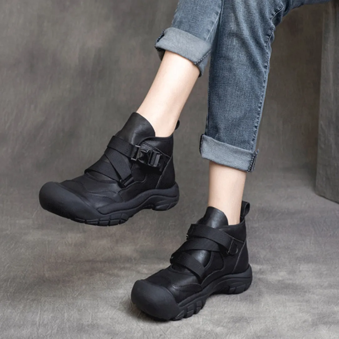 Buckle Accents Casual Leather Shoes