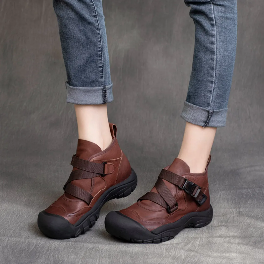 Buckle Accents Casual Leather Shoes