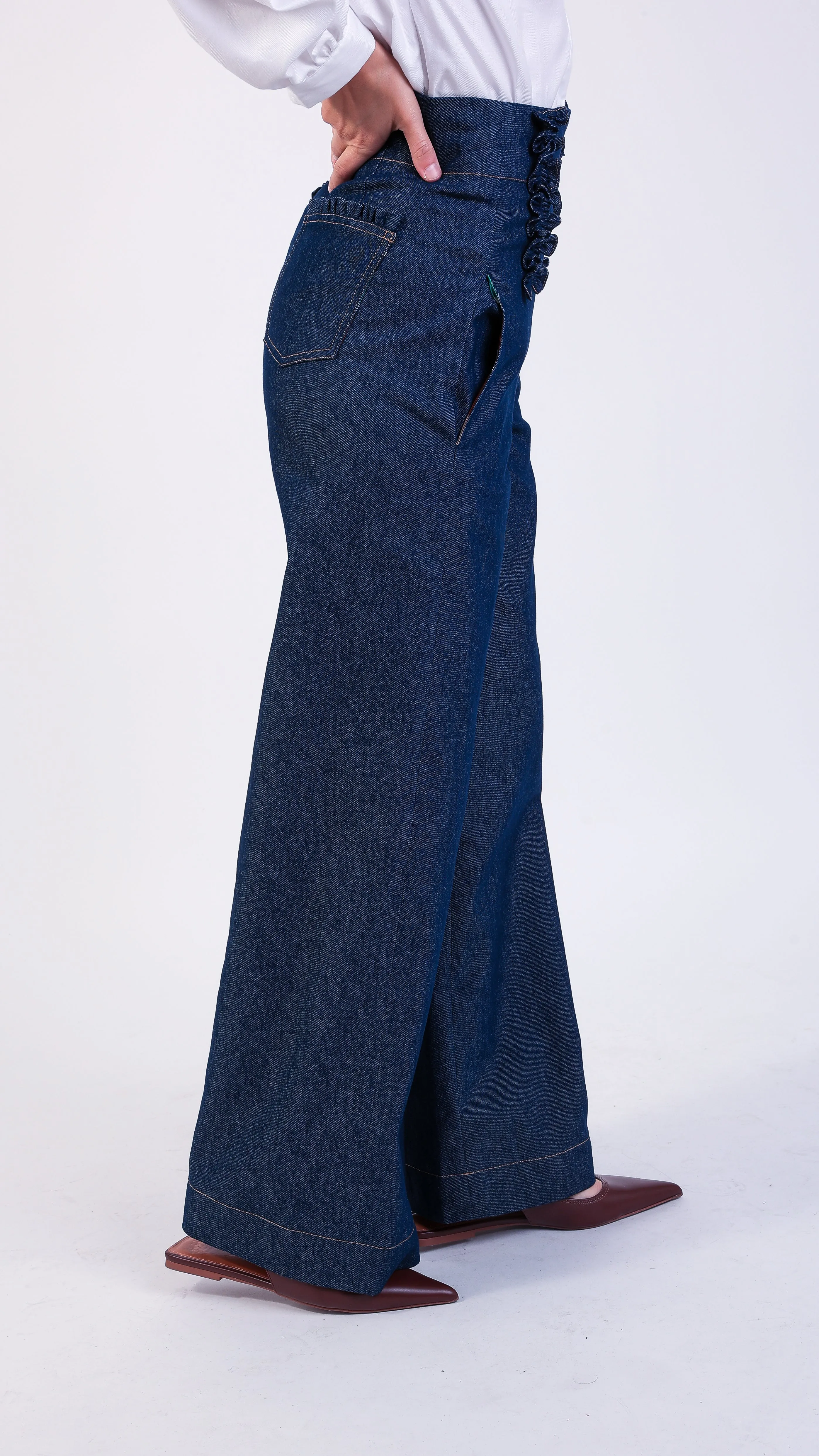 Camille Denim Ruffle Trouser Jean