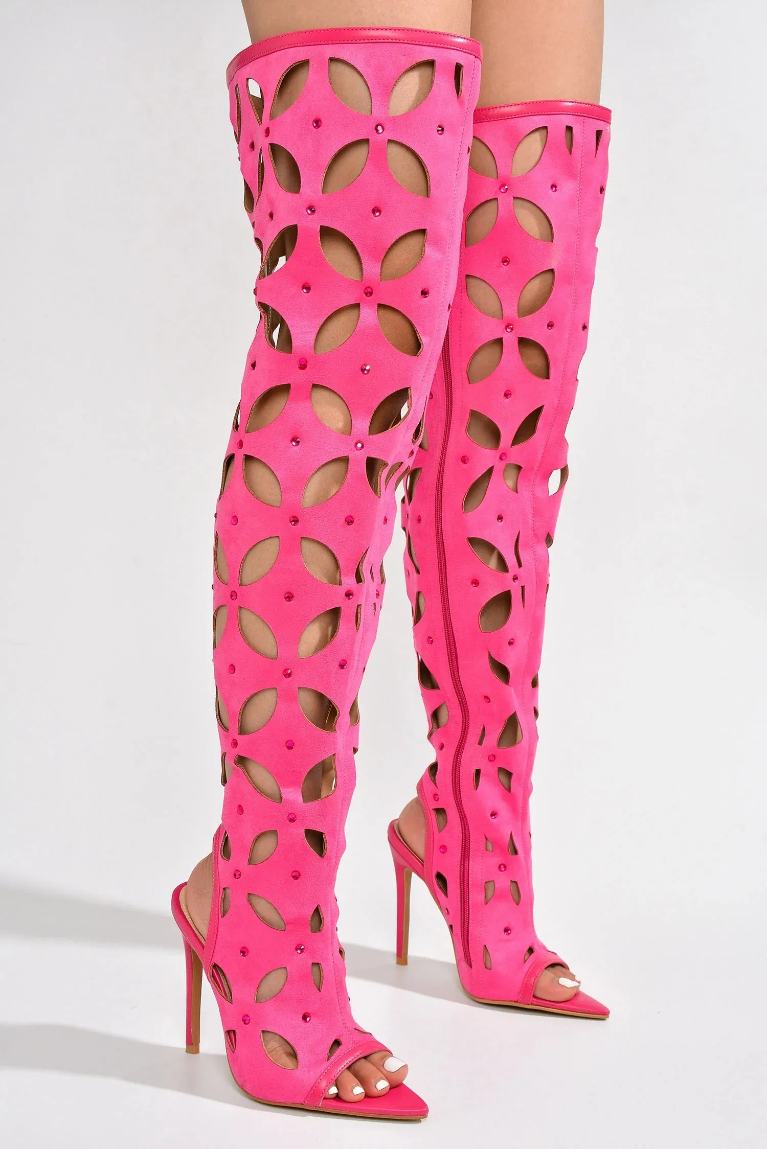 Cape Robbin Rhinestone Thigh High Trim Boots Diana