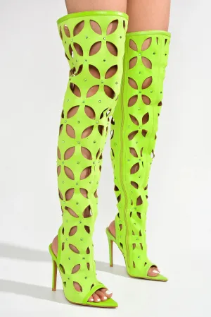 Cape Robbin Rhinestone Thigh High Trim Boots Diana