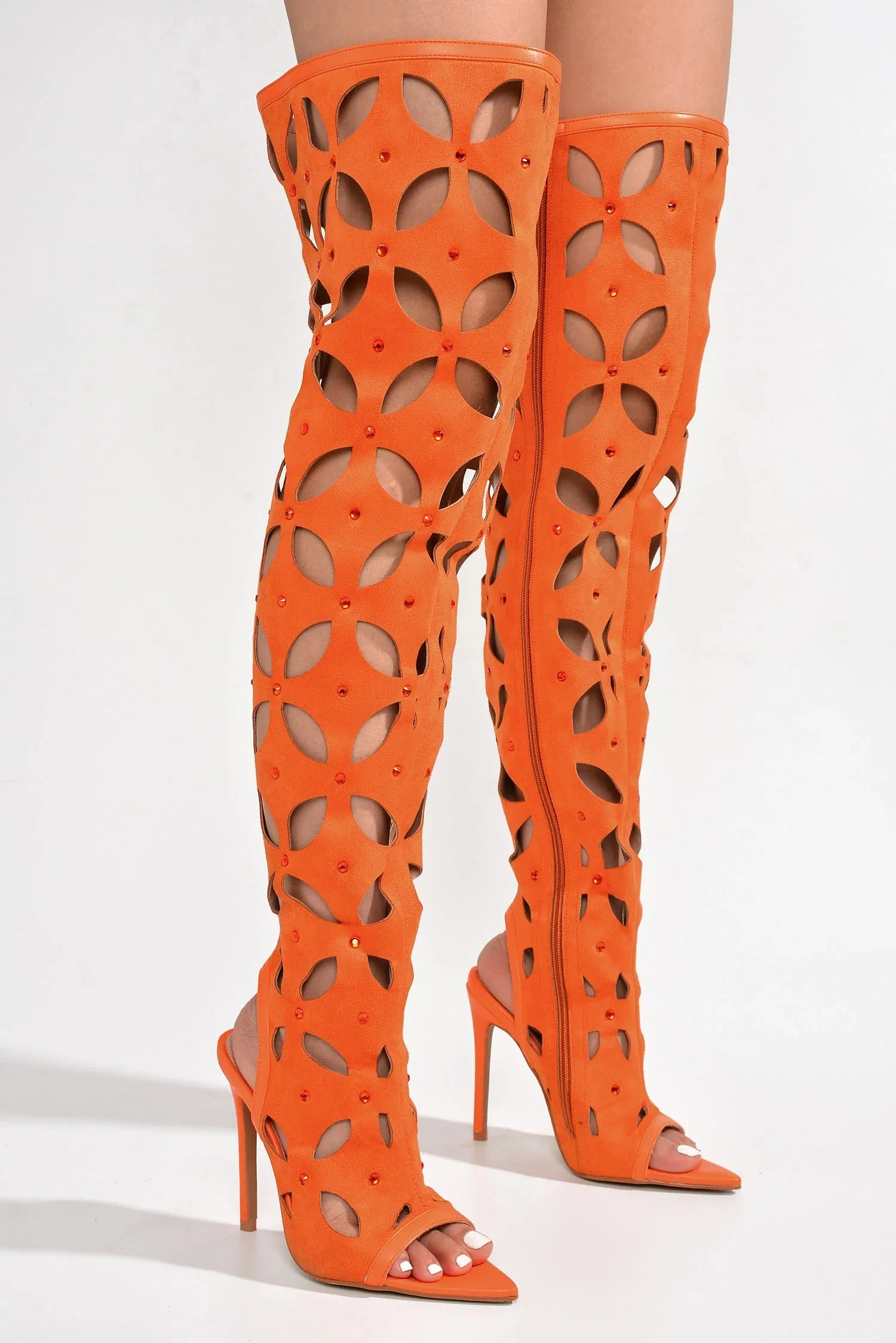 Cape Robbin Rhinestone Thigh High Trim Boots Diana