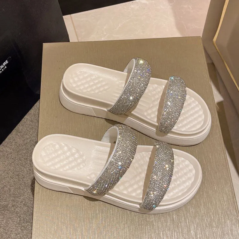 Casual Slippers Platform Rhinestone Slippers
