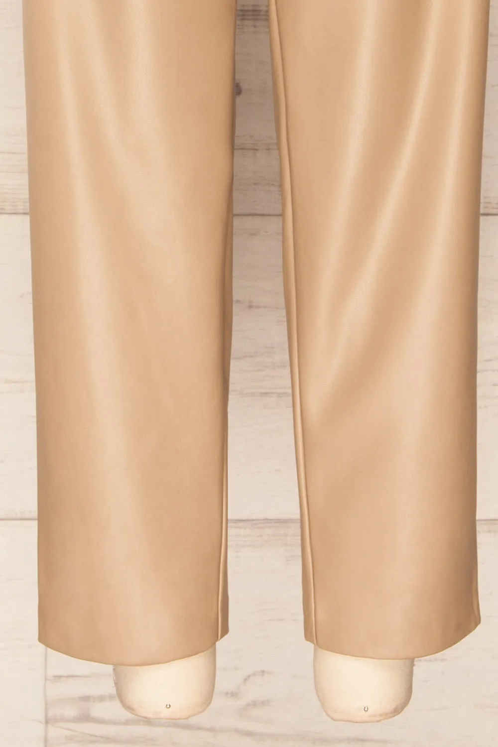 Cefalu Beige | Faux Leather High-Waisted Pants
