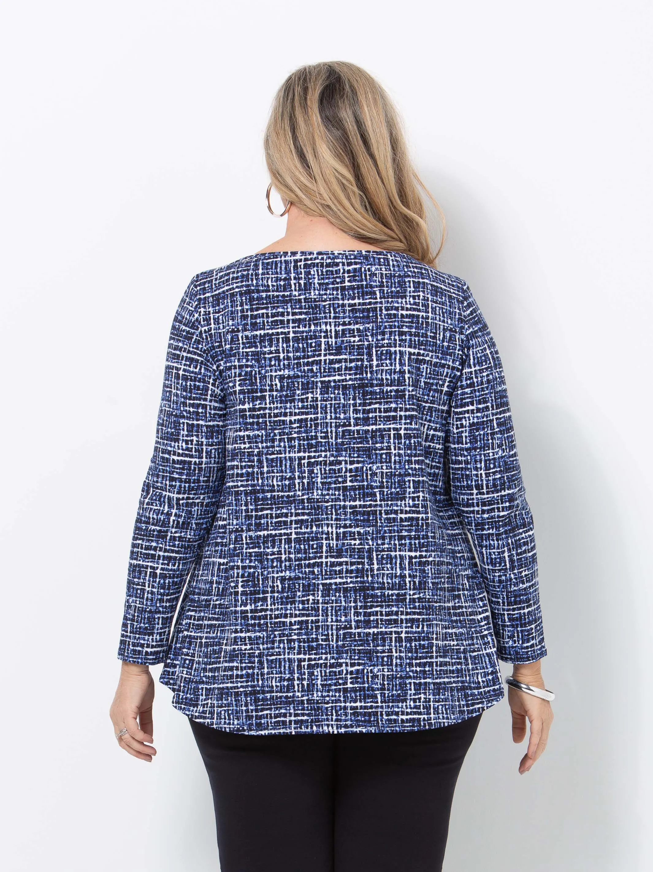 Checkered Blue Basic Top