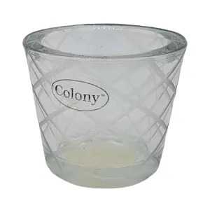 Chunky Glass Tealight Holder - Etched Diamond or Square Pattern