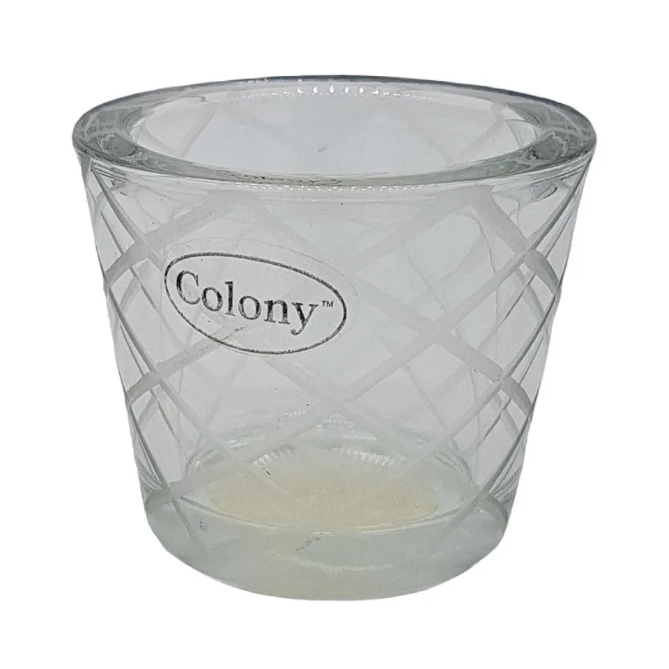 Chunky Glass Tealight Holder - Etched Diamond or Square Pattern