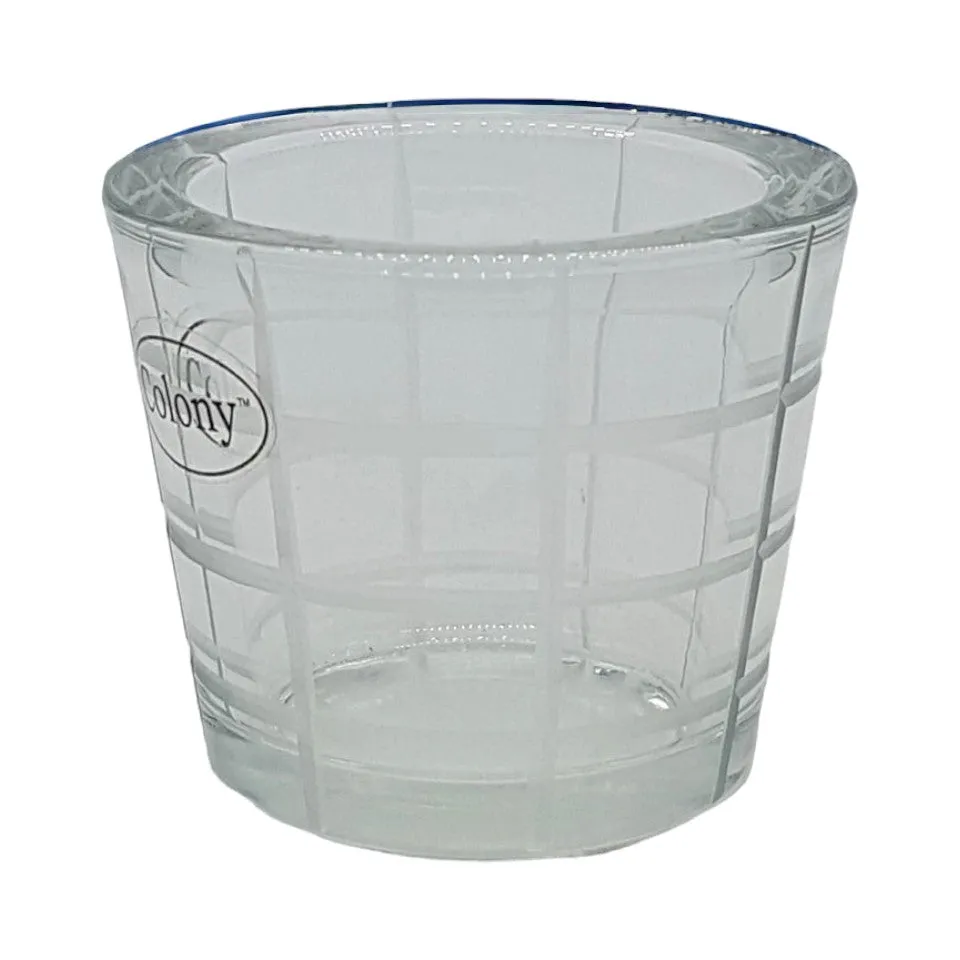 Chunky Glass Tealight Holder - Etched Diamond or Square Pattern