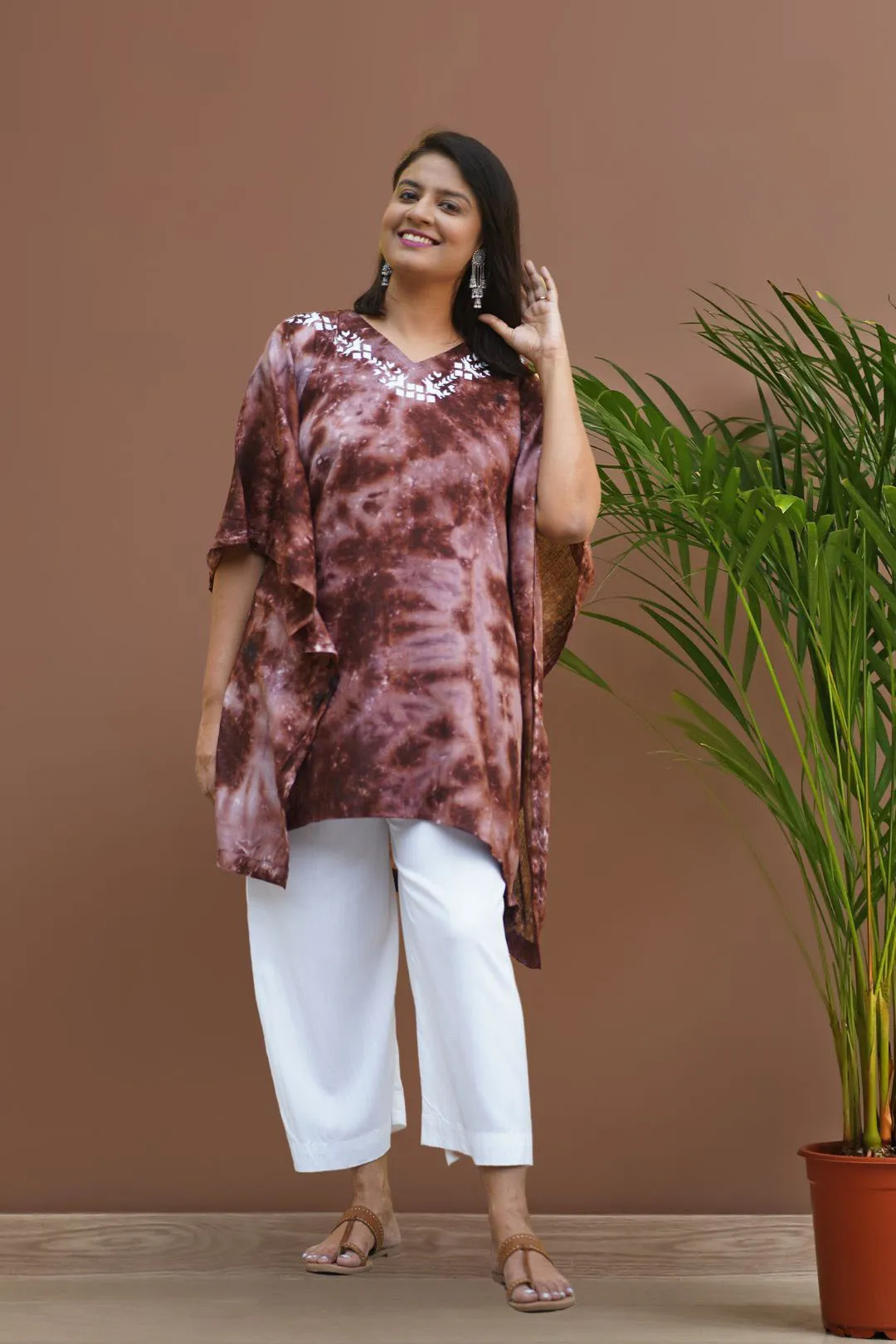 Coffee Rayon TieDyeKurta - MochaChic