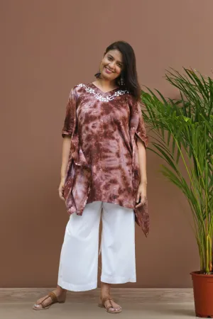 Coffee Rayon TieDyeKurta - MochaChic